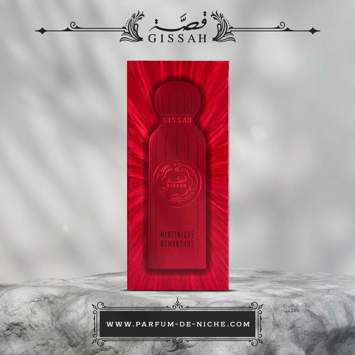 boîte Martinique Osmanthus de Gissah - Perfume nicho mixto afrutado, floral y almizclado - 200 ml