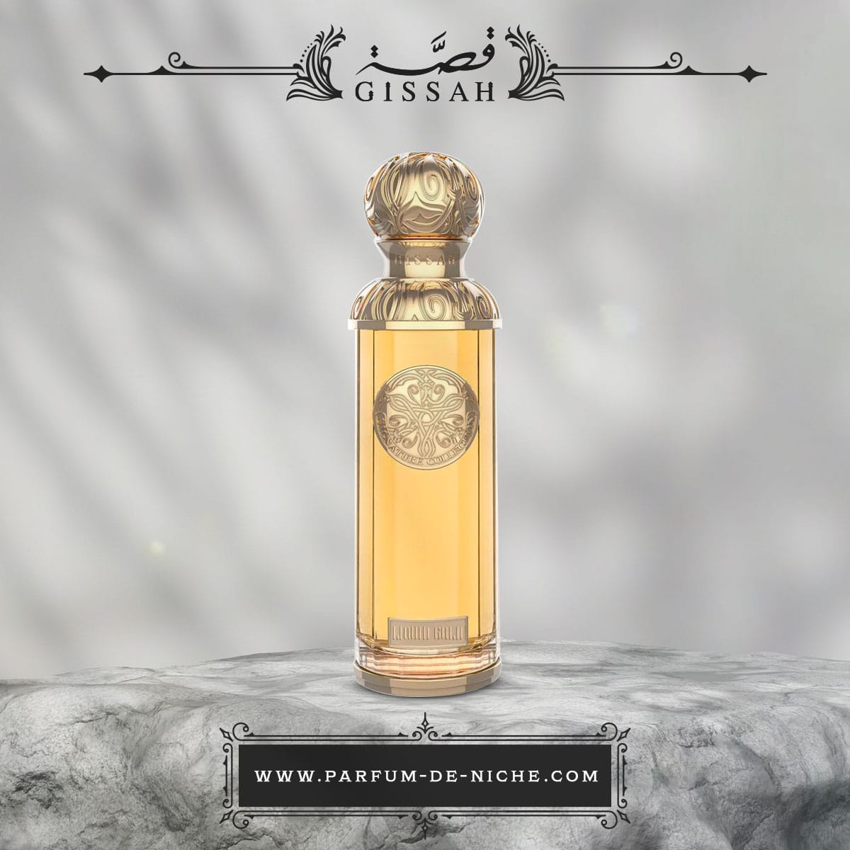 Liquid Gold de Gissah - Perfume oriental nicho mixto, oud y ámbar - 200 ml